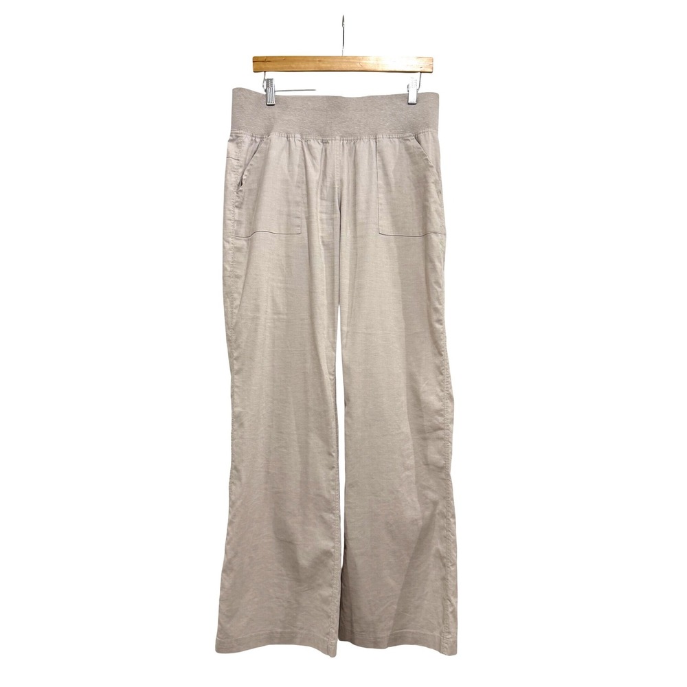 prAna Womens Mantra Pant Beige Wide Leg Relaxed Pants Size M Elastic Waist